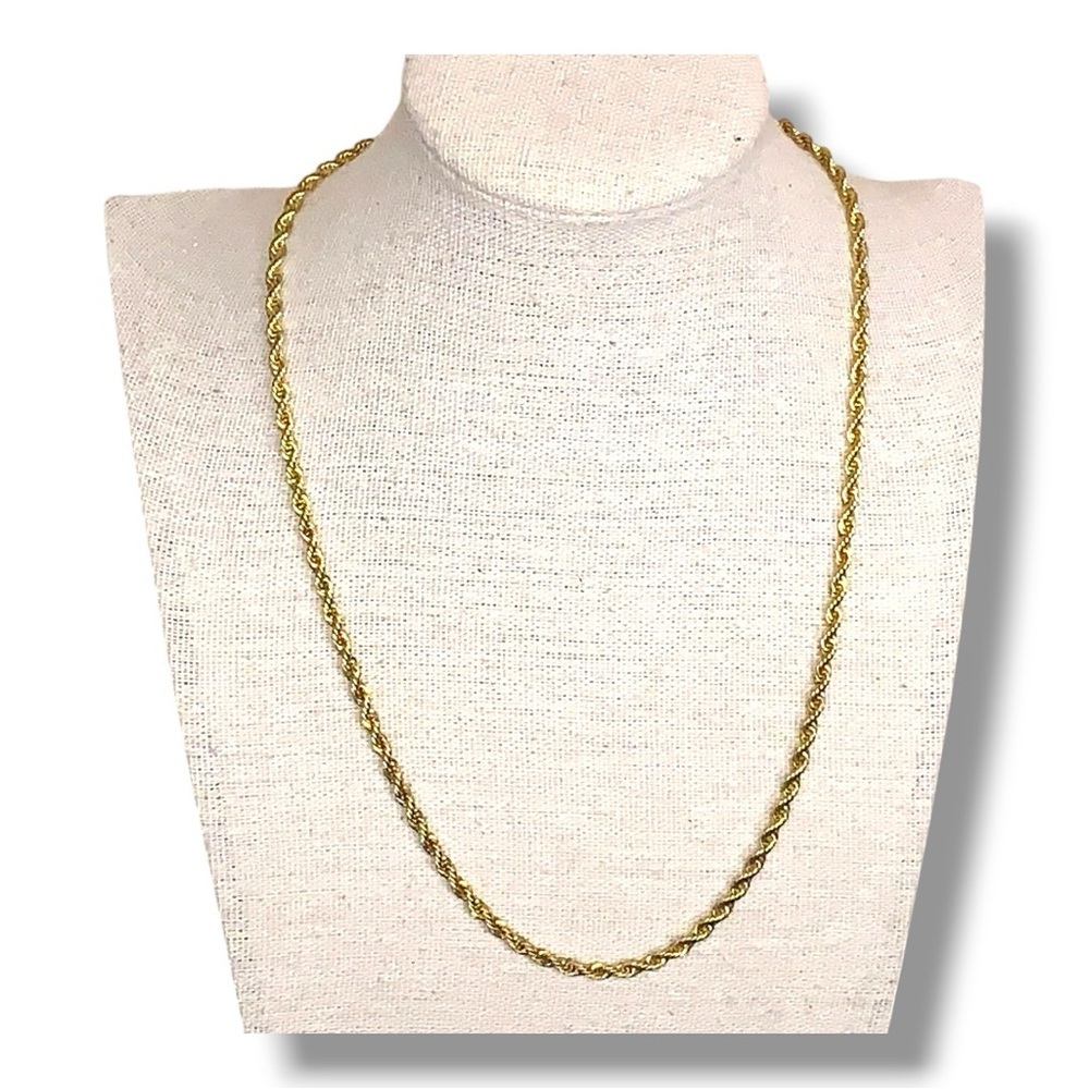 Vintage American Showcase Yellow Gone Tone Rope Style Chain Necklace Korea